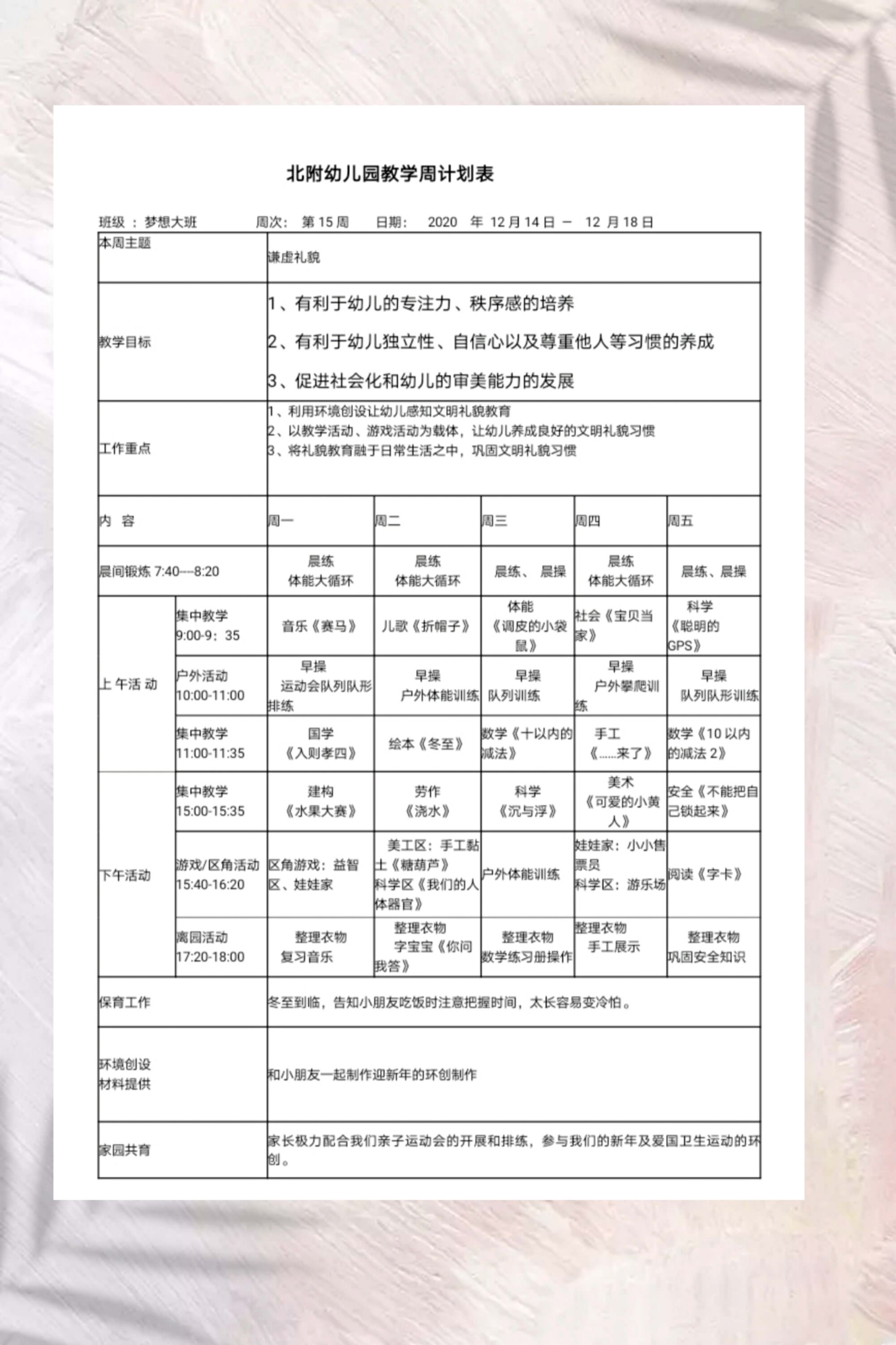 幼儿园大班夏季周计划，快乐成长之旅